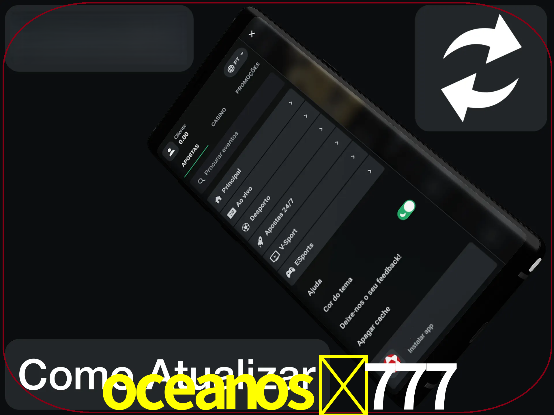 O aplicativo é atualizado automaticamente quando você faz o login.