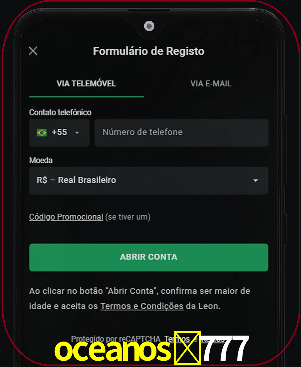 Abra o aplicativo e inicie o processo de registro.